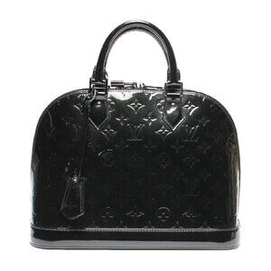 Louis Vuitton Alma Vernis Noir Black Manietique Monogram Handbag